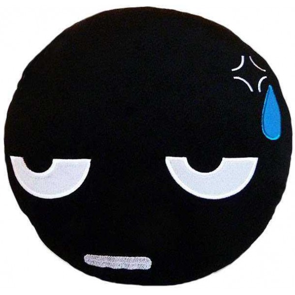 Soft Smiley Emoticon Black Round Cushion Pillow Stuffed Plush Toy Doll (Angry Baby)